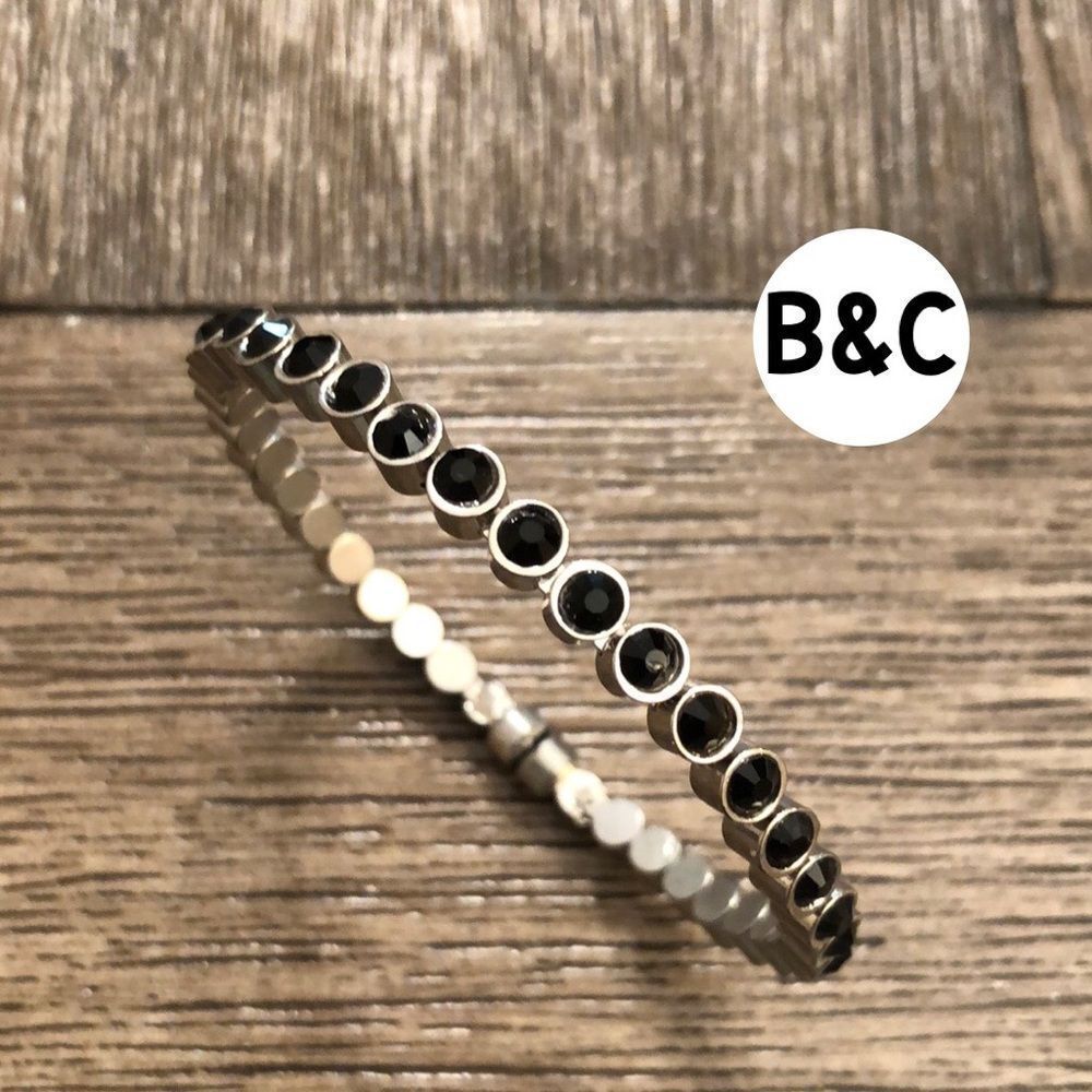 B&C Magnetic Black Rhinestone Bangle Bracelet